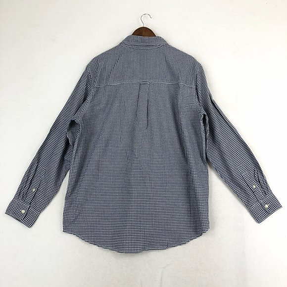 Chaps Men's Size Large Storm Blue White Checkered Long Sleeve Button Down Shirt - Picture 11 of 11